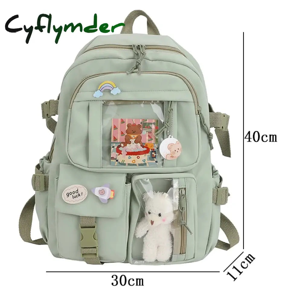 Cyflymder Cute Women Backpacks Waterproof Multi-Pocket Nylon School Backpack For Student Female