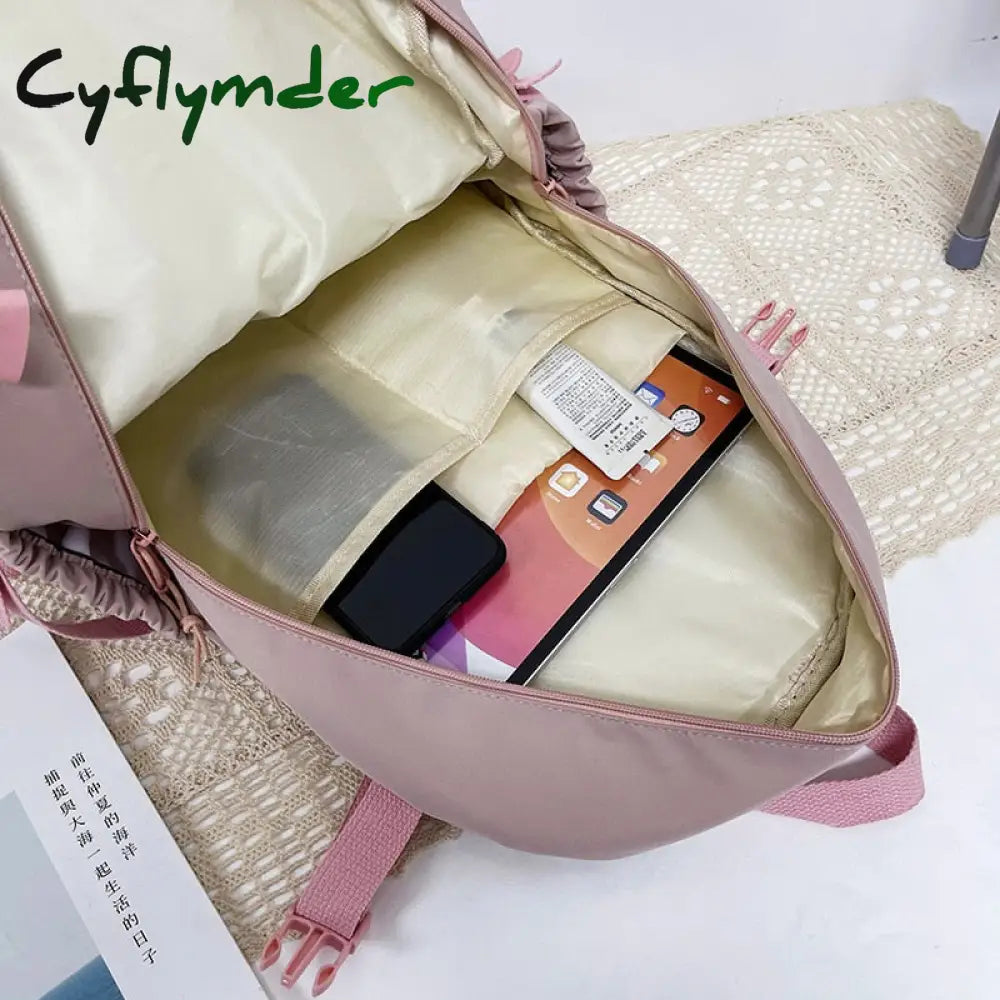 Cyflymder Cute Women Backpacks Waterproof Multi-Pocket Nylon School Backpack For Student Female