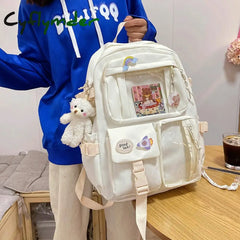 Cyflymder Cute Women Backpacks Waterproof Multi-Pocket Nylon School Backpack For Student Female