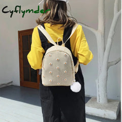 Cyflymder Daisy Shoulders Bags Weave Mini Bagpack Spring New Women’s Backpack Sweet Girl School