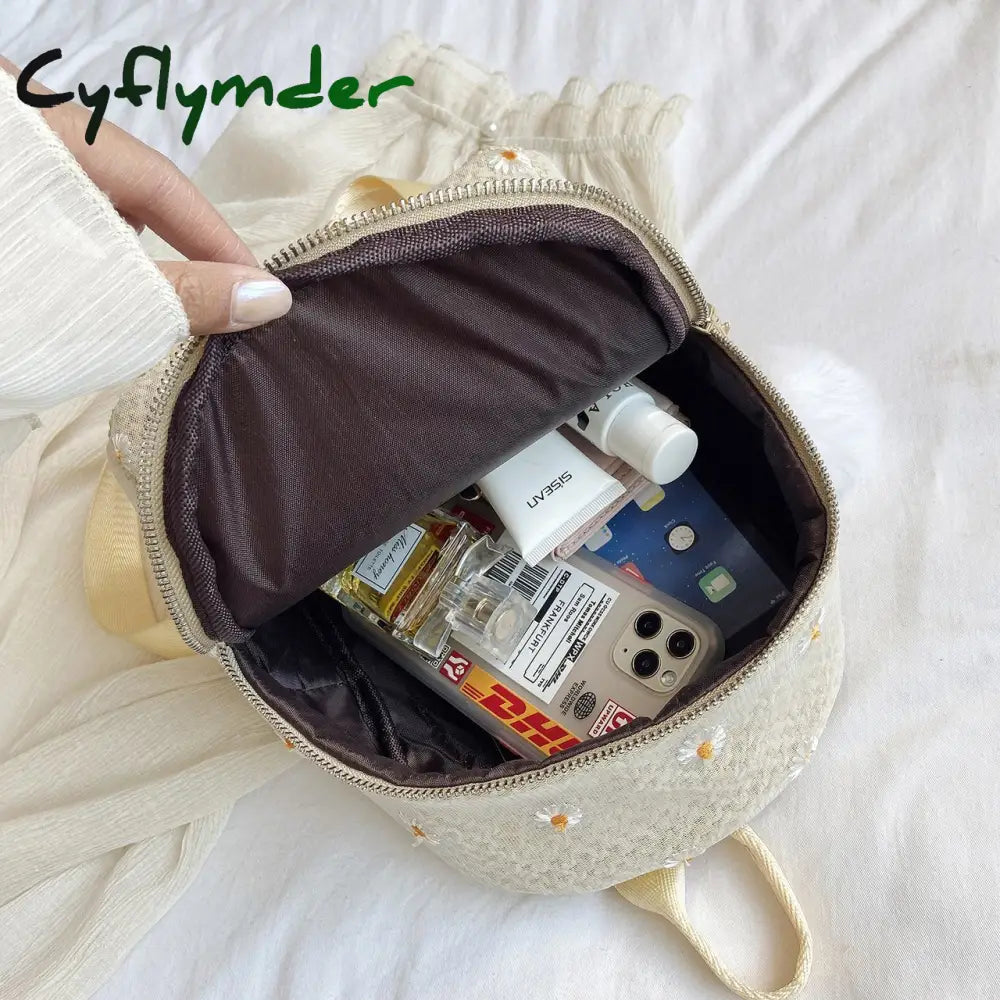 Cyflymder Daisy Shoulders Bags Weave Mini Bagpack Spring New Women’s Backpack Sweet Girl School