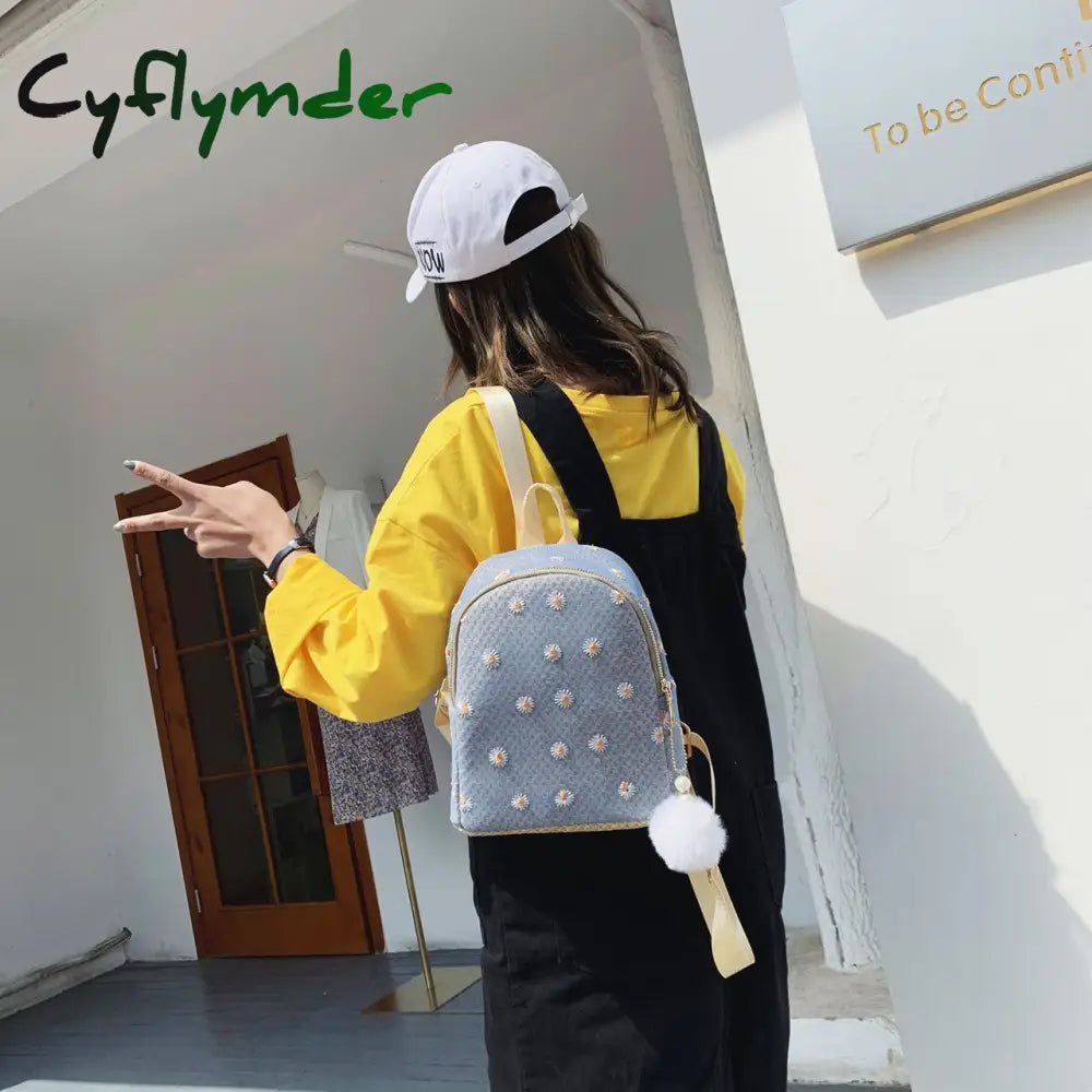 Cyflymder Daisy Shoulders Bags Weave Mini Bagpack Spring New Women’s Backpack Sweet Girl School