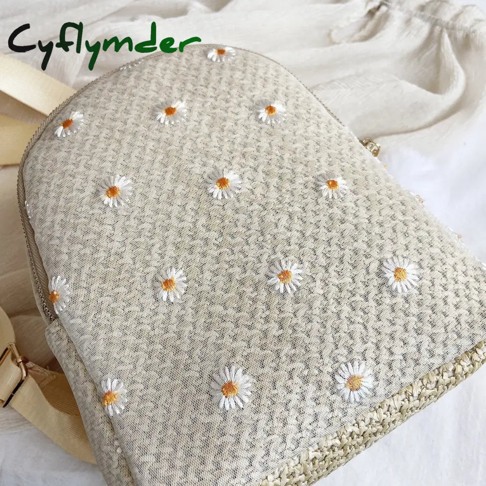 Cyflymder Daisy Shoulders Bags Weave Mini Bagpack Spring New Women’s Backpack Sweet Girl School