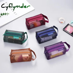 Cyflymder Dark Series Vintage Three-Dimensional Square Nylon Mesh Coin Purse Pouch Large Capacity