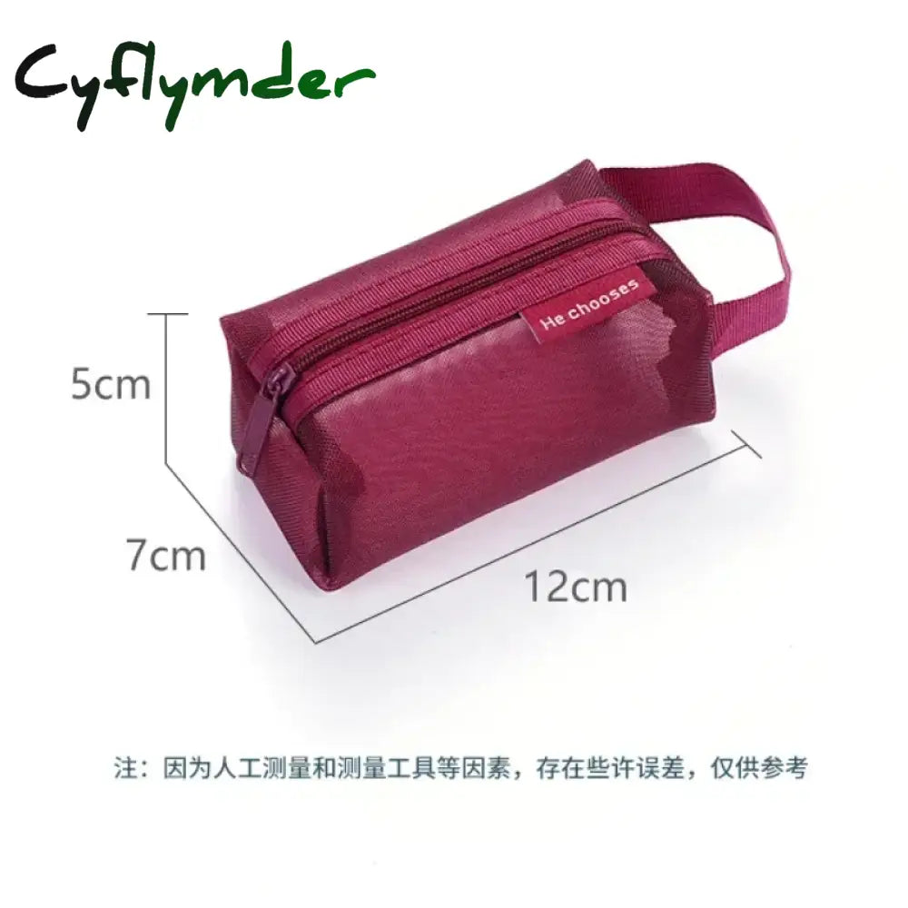 Cyflymder Dark Series Vintage Three-Dimensional Square Nylon Mesh Coin Purse Pouch Large Capacity