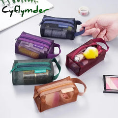 Cyflymder Dark Series Vintage Three-Dimensional Square Nylon Mesh Coin Purse Pouch Large Capacity