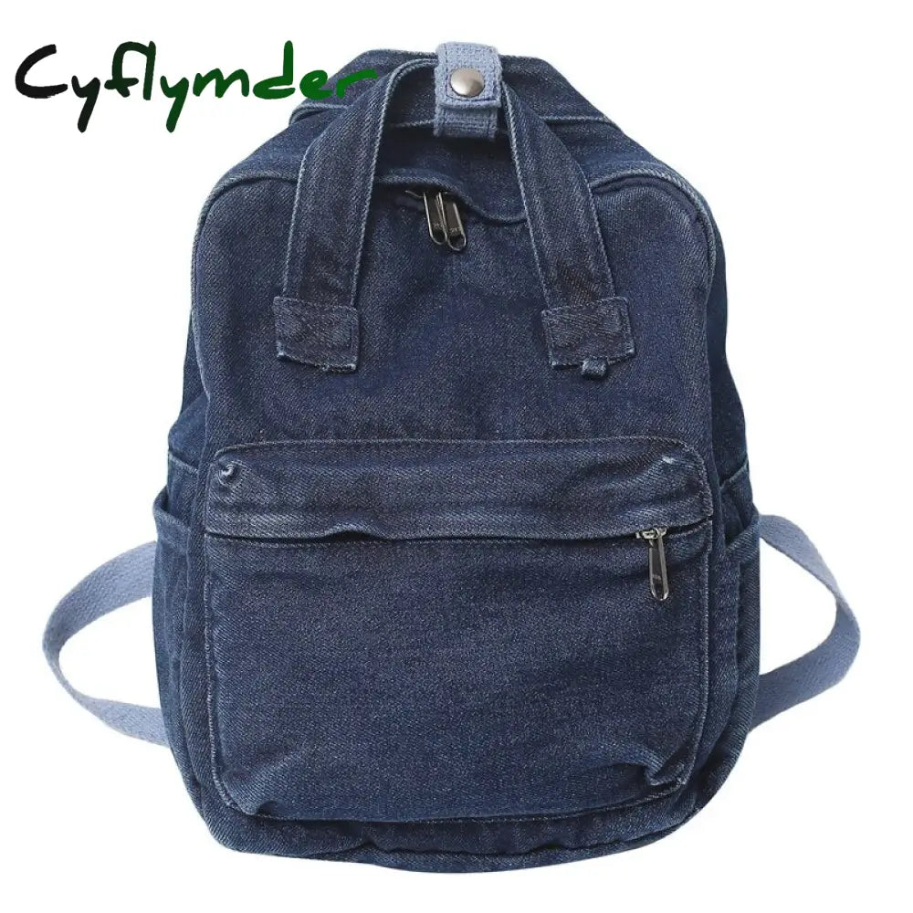 Cyflymder Denim Canvas Female Backpack College Student School Bag For Teenager Girls Vintage Women