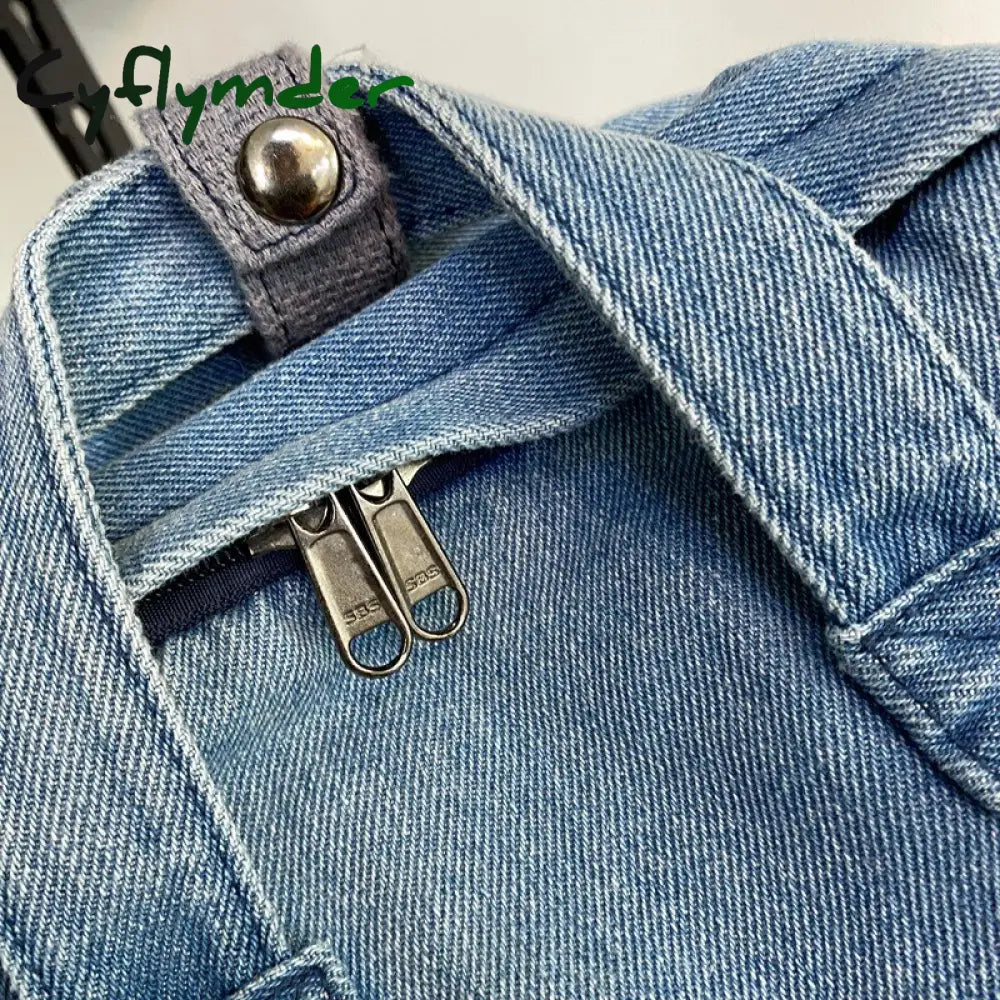 Cyflymder Denim Canvas Female Backpack College Student School Bag For Teenager Girls Vintage Women