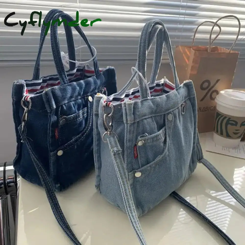 Cyflymder Denim Jeans Shoulder Crossbody Bag Girl Fashion Luxury Design Totes For Women Casual