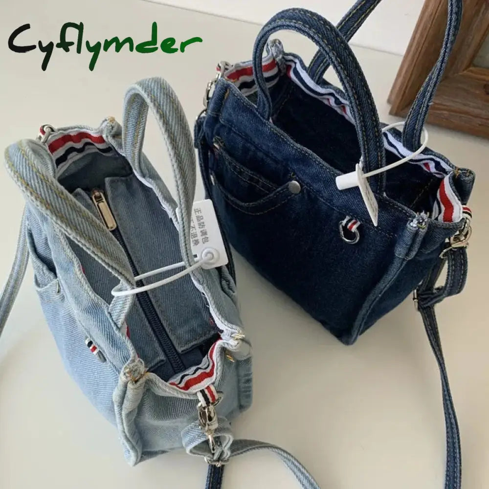 Cyflymder Denim Jeans Shoulder Crossbody Bag Girl Fashion Luxury Design Totes For Women Casual