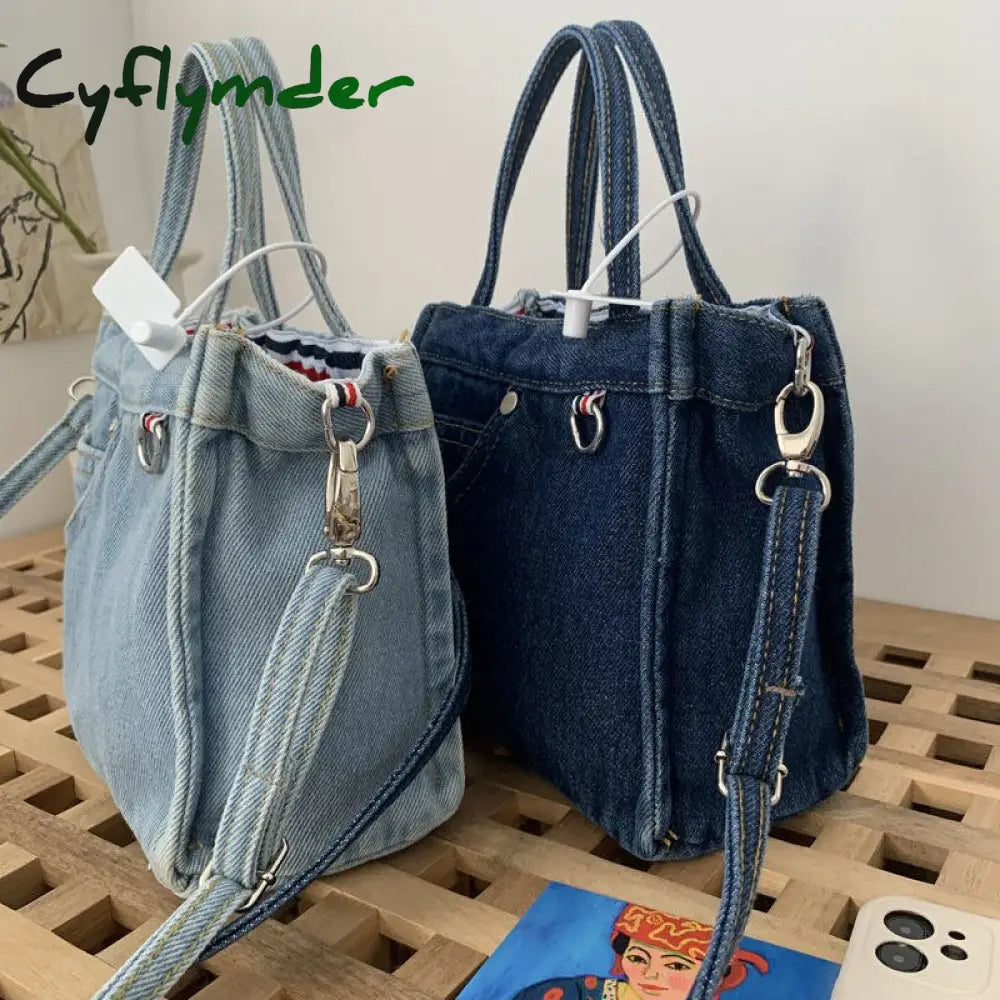 Cyflymder Denim Jeans Shoulder Crossbody Bag Girl Fashion Luxury Design Totes For Women Casual