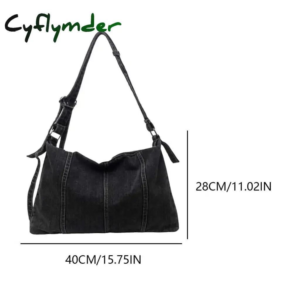Cyflymder Denim Messenger Bag for Women Fashion Shoulder Bags Chic Hobo Bag Casual Crossbody Bag Outdoor Travel Tote
