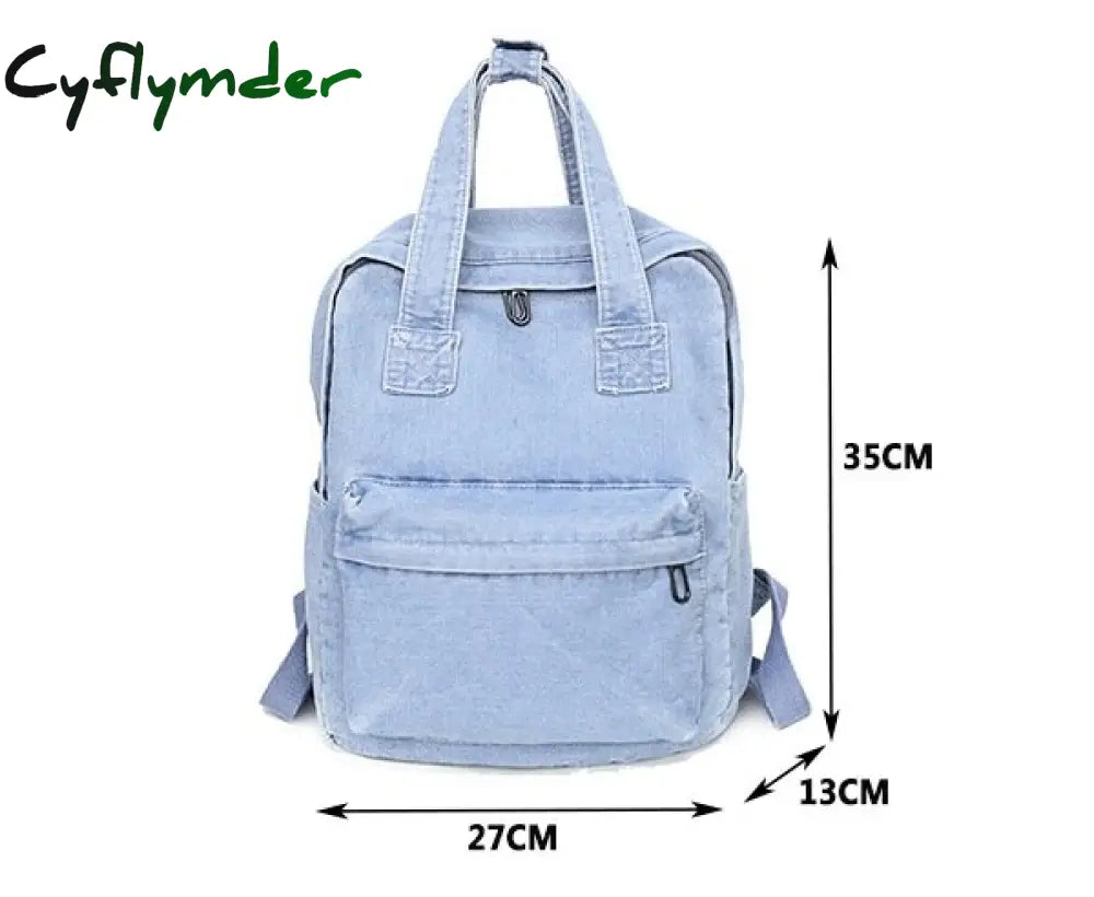 Cyflymder Denim School Backpack For Women Travel Bag Preppy Style Backpacks For Teenage Girls