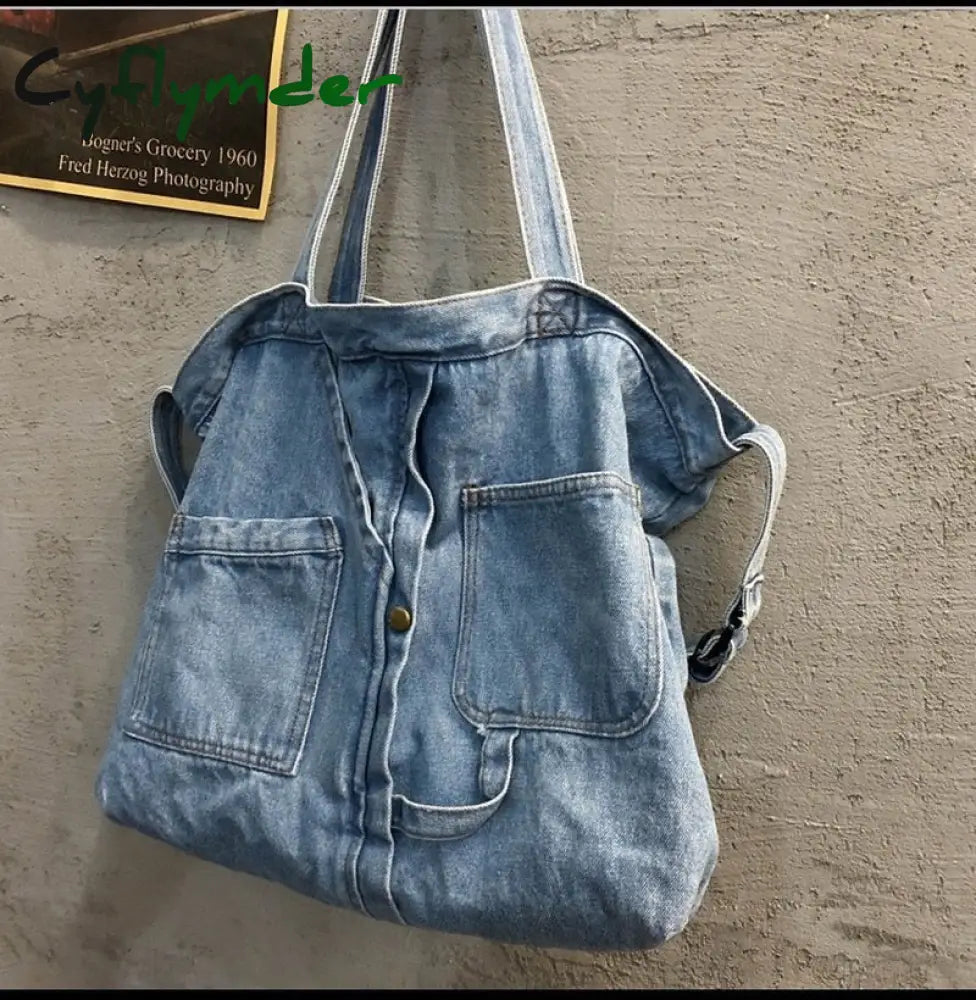 Cyflymder Denim Shoulder Hand Bag For Woman Crossbody Casual Jeans Bags Women Handbags