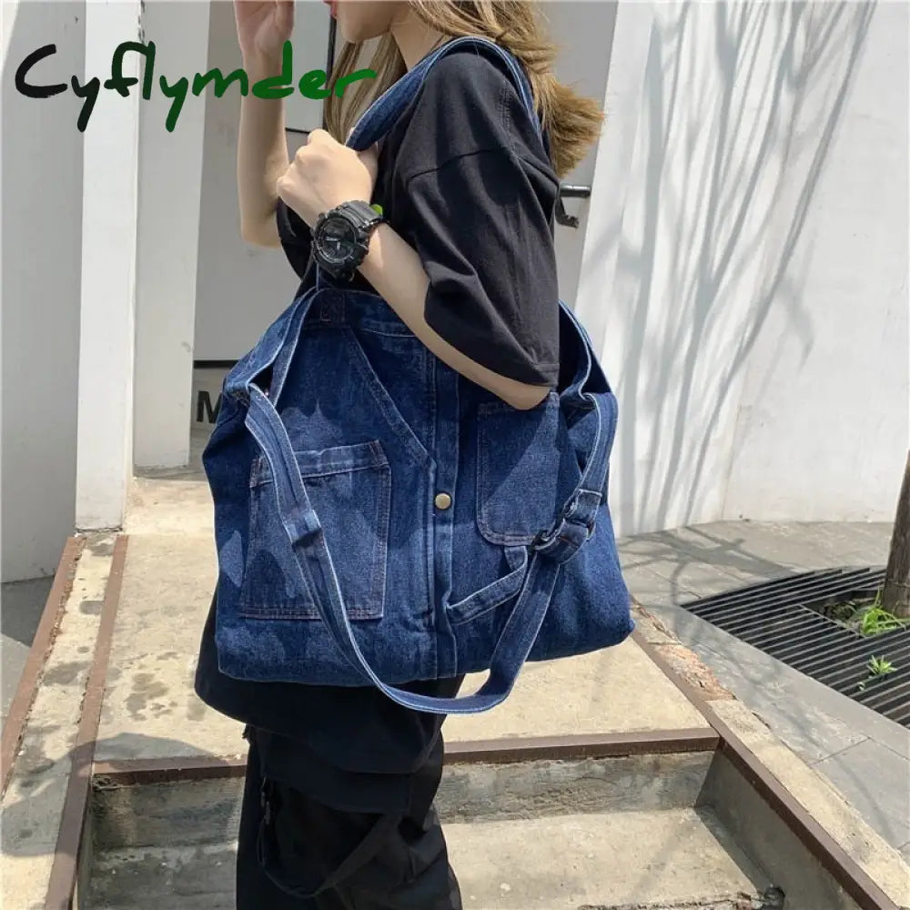 Cyflymder Denim Shoulder Hand Bag For Woman Crossbody Casual Jeans Bags Women Handbags