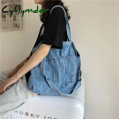 Cyflymder Denim Shoulder Hand Bag For Woman Crossbody Casual Jeans Bags Women Handbags