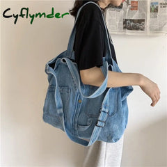 Cyflymder Denim Shoulder Hand Bag For Woman Crossbody Casual Jeans Bags Women Handbags