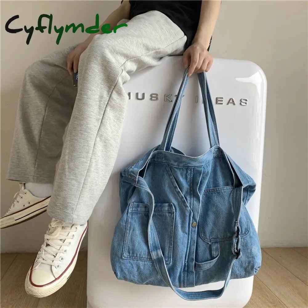 Cyflymder Denim Shoulder Hand Bag For Woman Crossbody Casual Jeans Bags Women Handbags