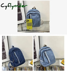 Cyflymder Denim Women Backpack Casual Travel Bagpack Backbag College Student School Bags For