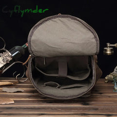 Cyflymder Design Men Male Real Genuine Leather Large Capacity Travel University College School Book