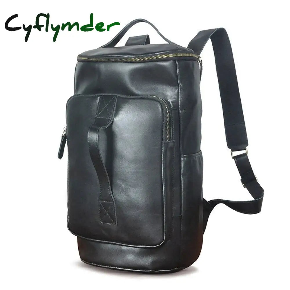 Cyflymder Design Men Male Real Genuine Leather Large Capacity Travel University College School Book
