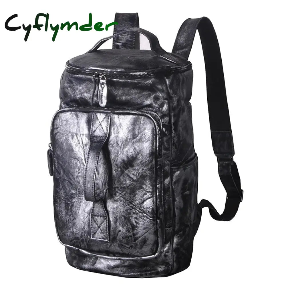 Cyflymder Design Men Male Real Genuine Leather Large Capacity Travel University College School Book