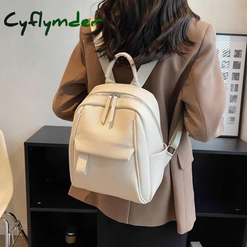 Cyflymder Designer Cute Fashion Women Leather Backpack Mini Soft Multi-Function Small Female Ladies