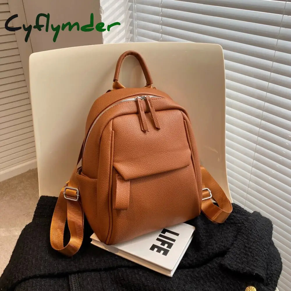 Cyflymder Designer Cute Fashion Women Leather Backpack Mini Soft Multi-Function Small Female Ladies