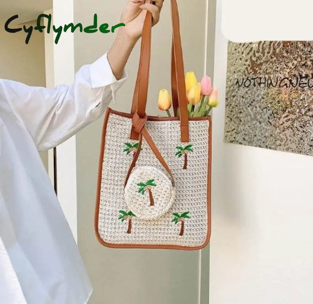 Cyflymder Designer Fashion Crossbody Bags For Women New Ethnic Style Woven Tote Bag Casual Shopping