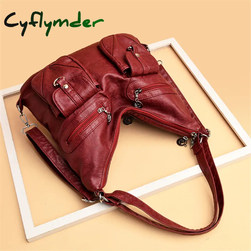 Cyflymder Designer Female Backpack 3 In 1 Vintage Leather For Women School Bag Travel Bagpack