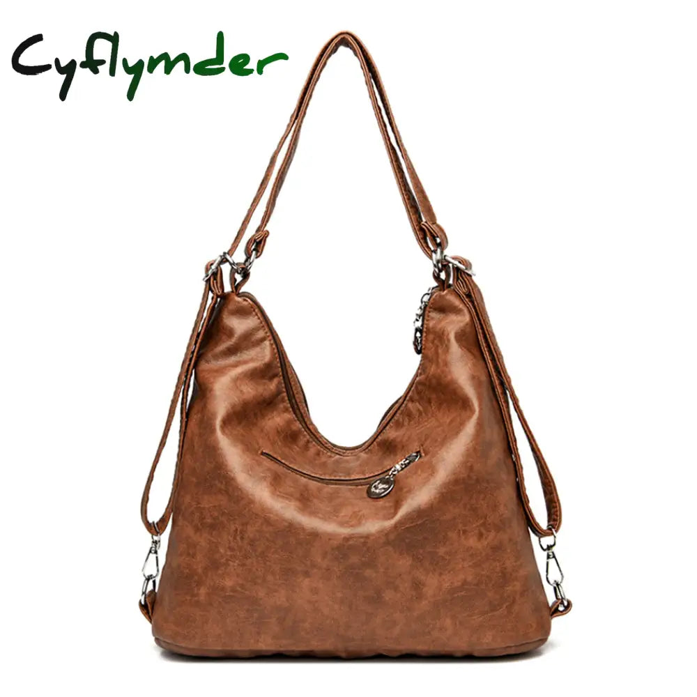 Cyflymder Designer Female Backpack 3 In 1 Vintage Leather For Women School Bag Travel Bagpack