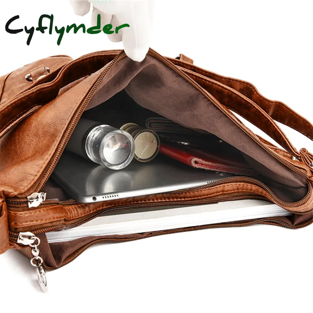 Cyflymder Designer Female Backpack 3 In 1 Vintage Leather For Women School Bag Travel Bagpack