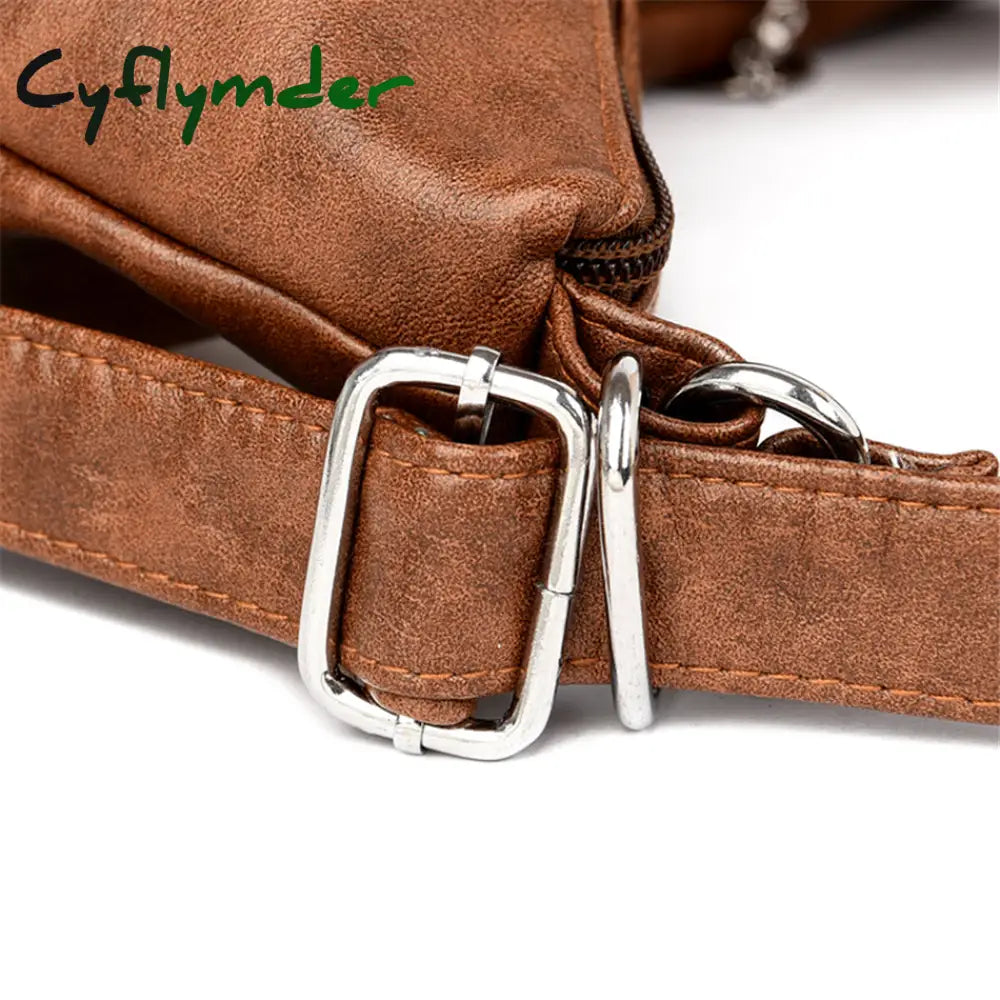 Cyflymder Designer Female Backpack 3 In 1 Vintage Leather For Women School Bag Travel Bagpack