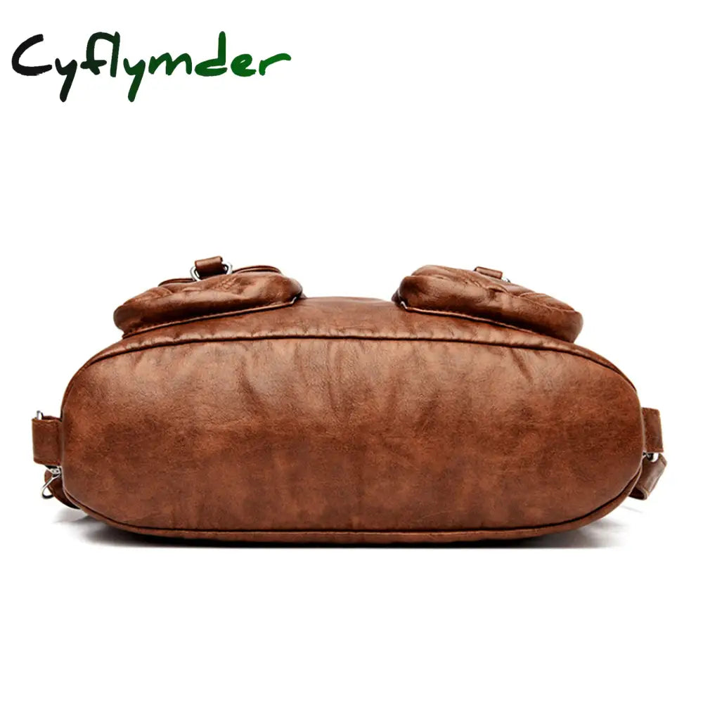 Cyflymder Designer Female Backpack 3 In 1 Vintage Leather For Women School Bag Travel Bagpack