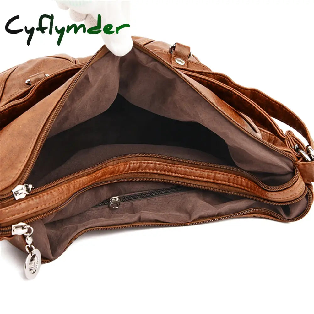 Cyflymder Designer Female Backpack 3 In 1 Vintage Leather For Women School Bag Travel Bagpack