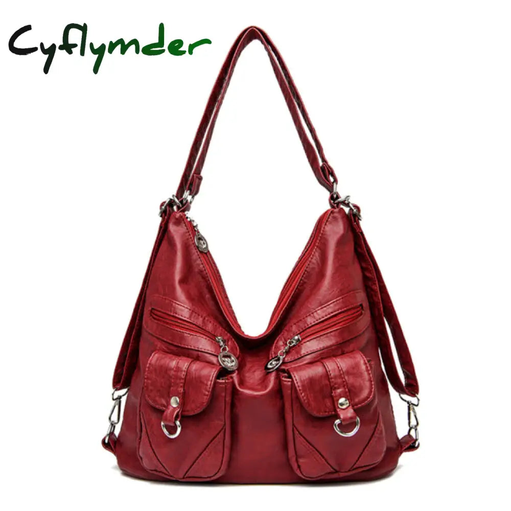 Cyflymder Designer Female Backpack 3 In 1 Vintage Leather For Women School Bag Travel Bagpack