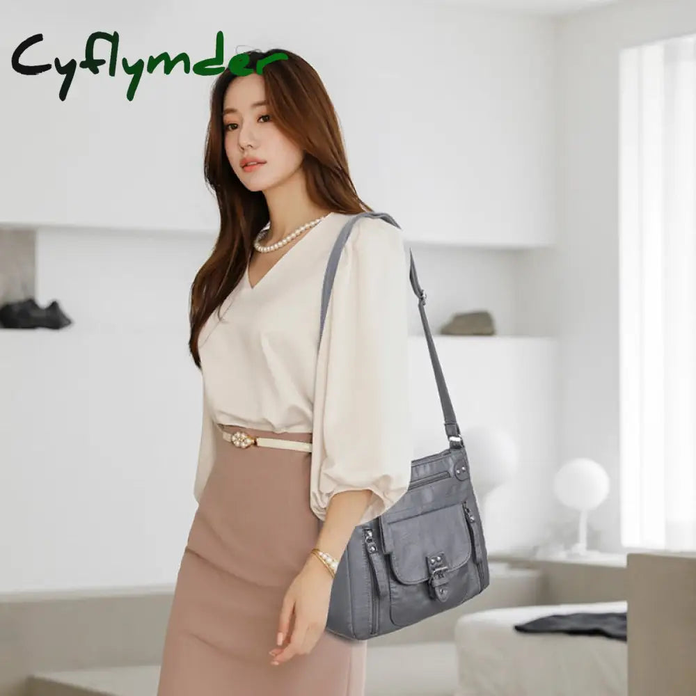 Cyflymder Designer Handbag Women Shoulder Bag Pu Leather Crossbody Messenger High Quality Tote For