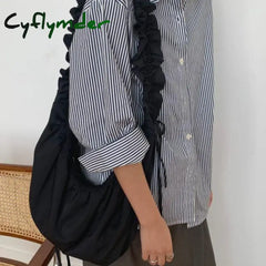 Cyflymder Designer Pleated Womens Shoulder Bag Korean Style Solid Color Large Capacity Fashion