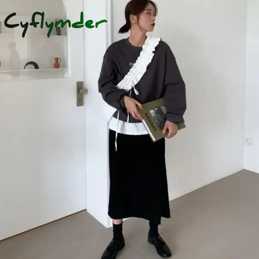 Cyflymder Designer Pleated Womens Shoulder Bag Korean Style Solid Color Large Capacity Fashion