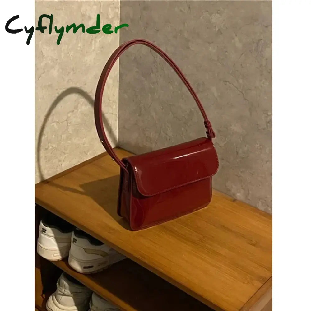 Retro Patent Leather Shoulder Bags For Women Luxury Designer Crossbody Bag Small Square Bag Fashion Lady Underarm Handbag Purse