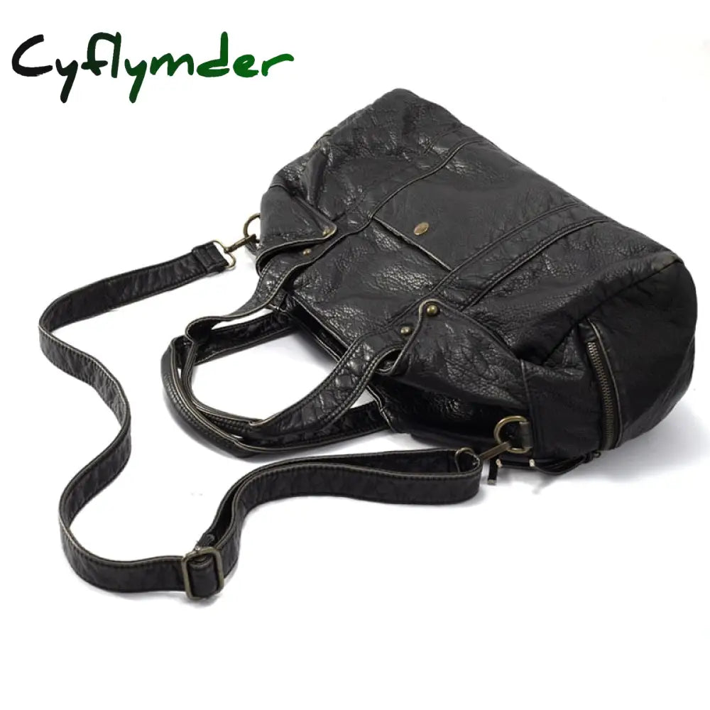 Cyflymder Designer Women Handbag Quality Pu Leather Tote Bag Large Capacity Motorcycle Fashion Soft