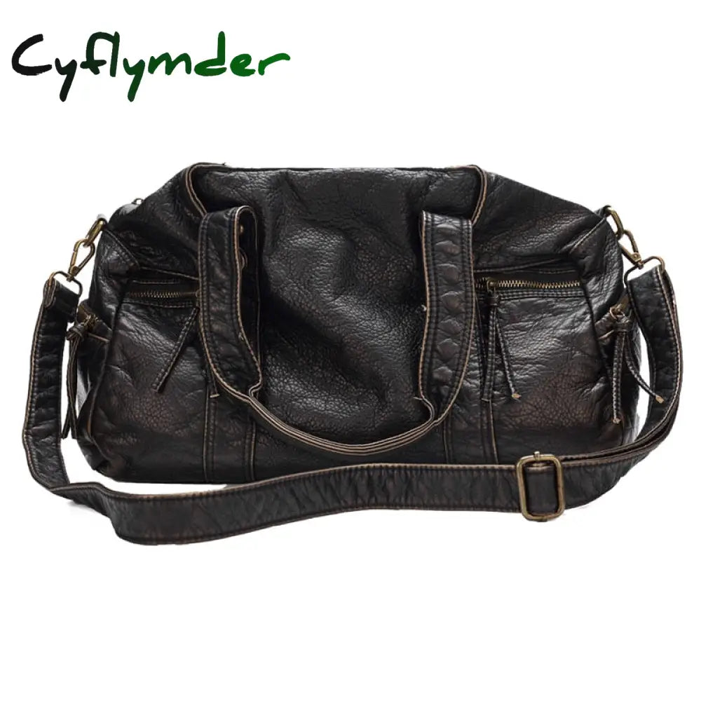 Cyflymder Designer Women Handbag Quality Pu Leather Tote Bag Large Capacity Motorcycle Fashion Soft