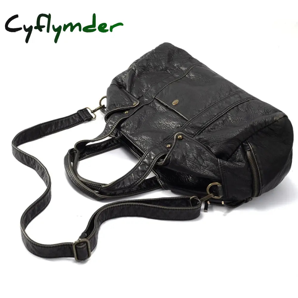 Cyflymder Designer Women Handbag Quality Pu Leather Tote Bag Large Capacity Motorcycle Fashion Soft