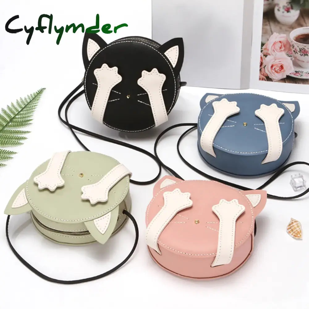 Cyflymder Diy Shoulder Bag Making Kit Hand Woven Pre Cut Leather Sewing Leathercrafts Cat Shaped