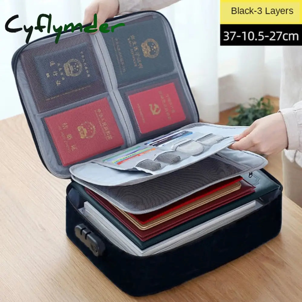 Cyflymder Document Storage Bag Organizer Files Folder Ticket Credit Card Certificates Handbag Home