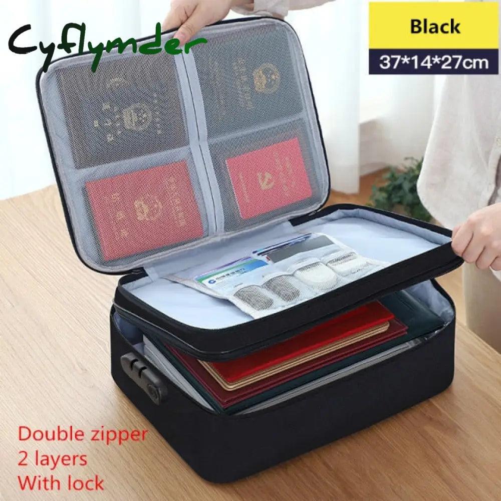 Cyflymder Document Storage Bag Organizer Files Folder Ticket Credit Card Certificates Handbag Home