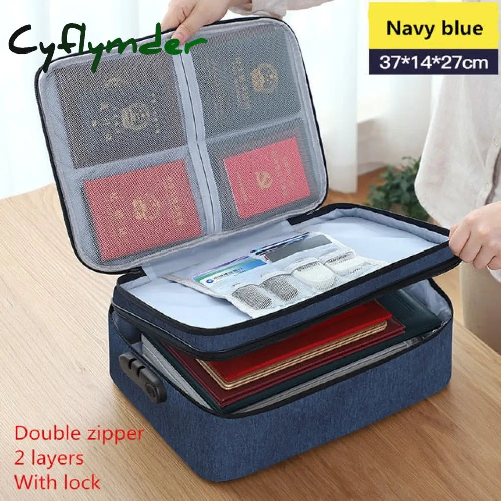 Cyflymder Document Storage Bag Organizer Files Folder Ticket Credit Card Certificates Handbag Home