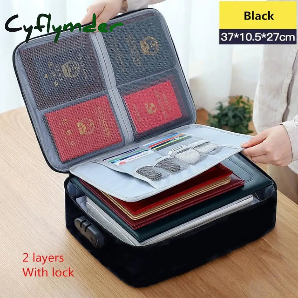 Cyflymder Document Storage Bag Organizer Files Folder Ticket Credit Card Certificates Handbag Home