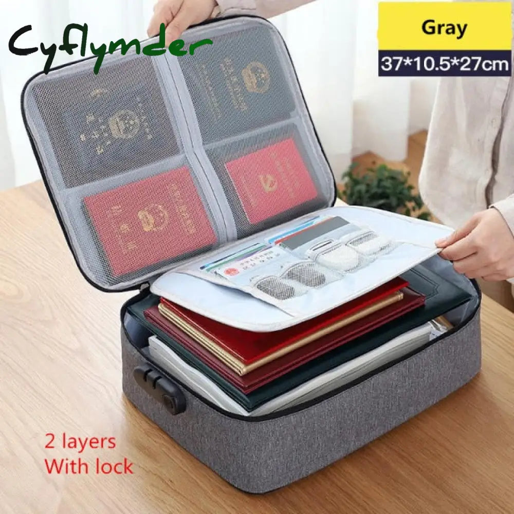 Cyflymder Document Storage Bag Organizer Files Folder Ticket Credit Card Certificates Handbag Home