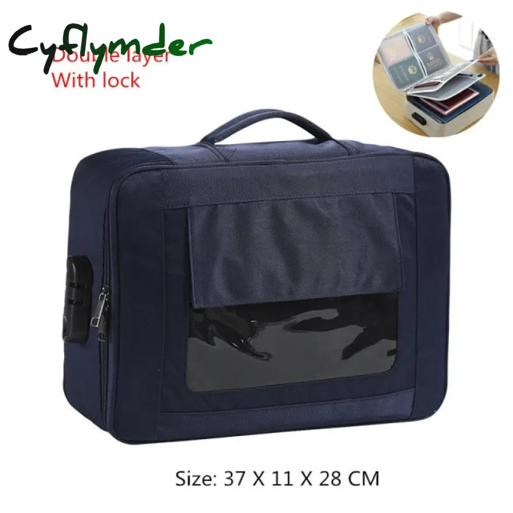 Cyflymder Document Storage Bag Organizer Files Folder Ticket Credit Card Certificates Handbag Home